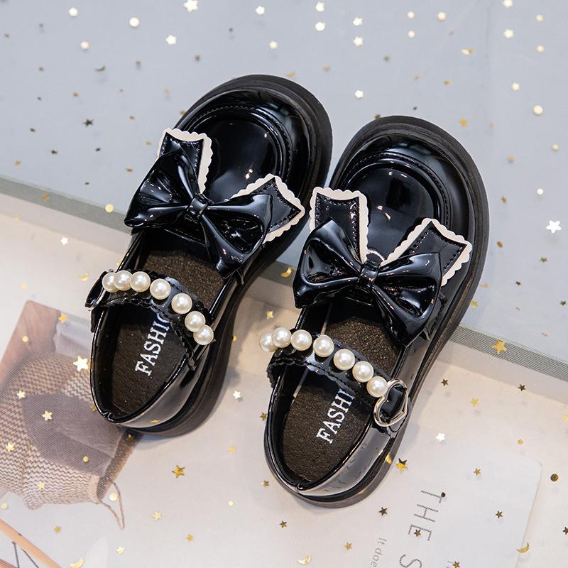 Classmate 2025 spring patent leather children's shoes girls princess shoes butterfly flower fashion girls shoes shallow mouth student shoes