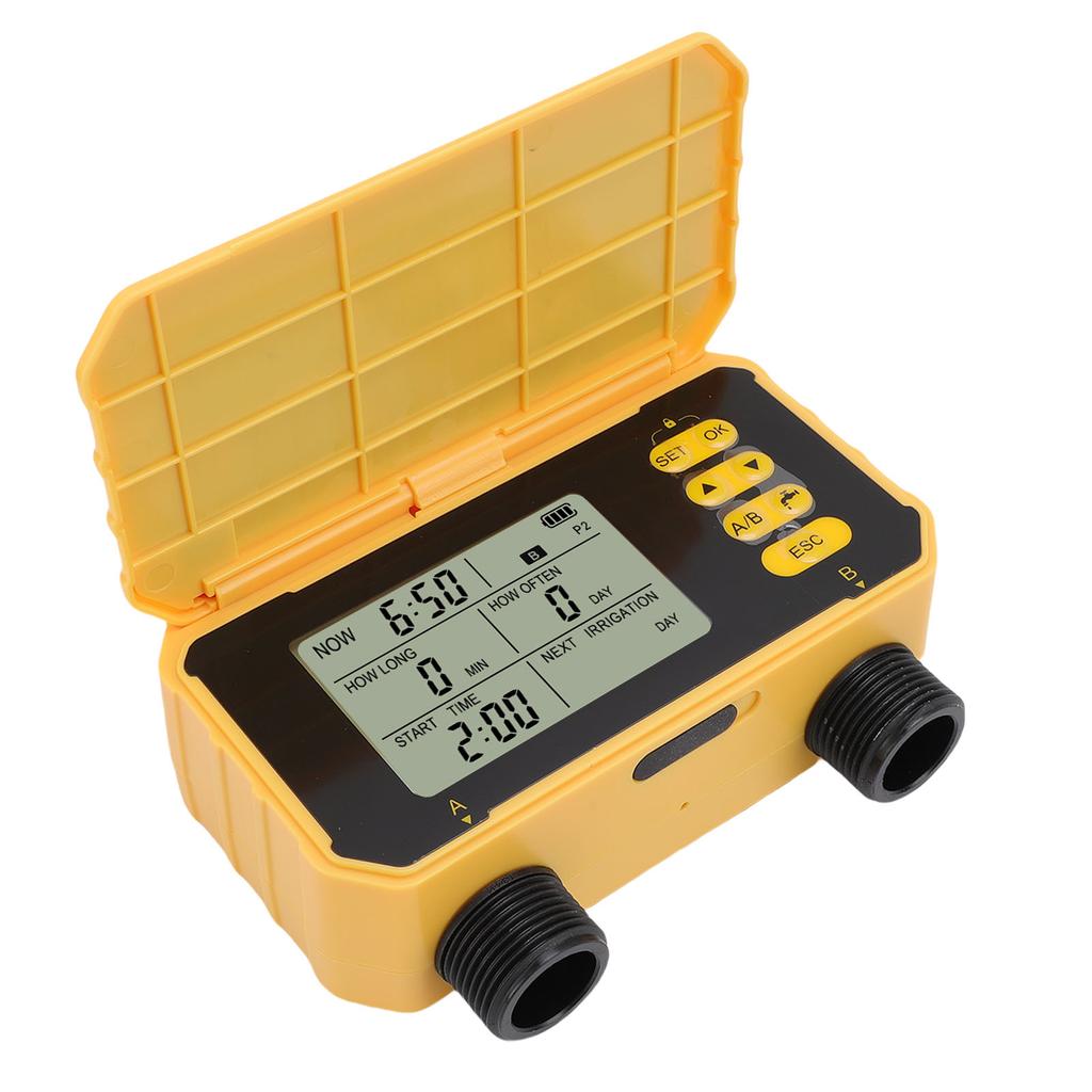 Water Timer Automatic Solar Rechargeable 2 Outlets Hose Timer for Villa Gardens Balcony Greenery