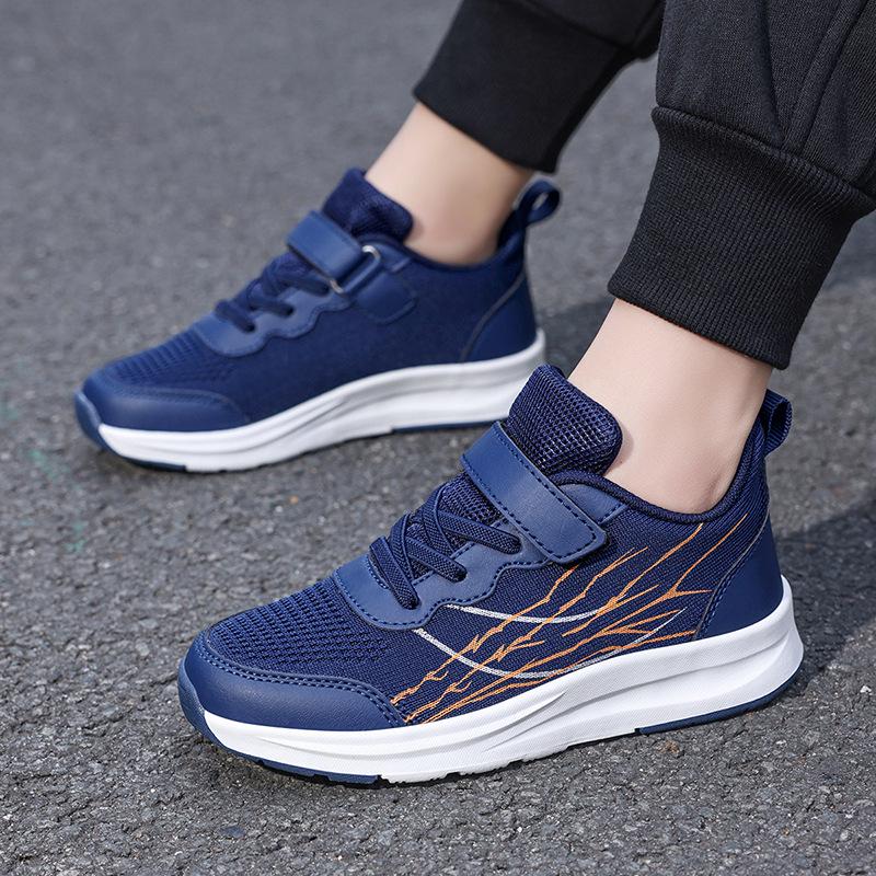 Boys' Breathable Knit Canvas Running Shoes - New Style, Trendy, Wear-Resistant, Flat-Soled Youth Sports Footwear
