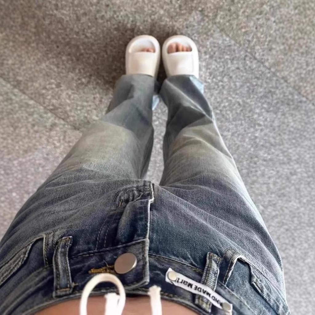 Women's Retro High Waist Wide Leg Jeans - Slimming, Floor-Length Pants for Autumn and Winter