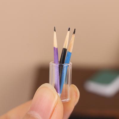 1/12 Puppenhaus Mini Bleistift Bleistifthalter Set Puppenhaus Schule Schreibwaren Puppenhaus Dekoration Zubehör Kind Rollenspiel Spielzeug