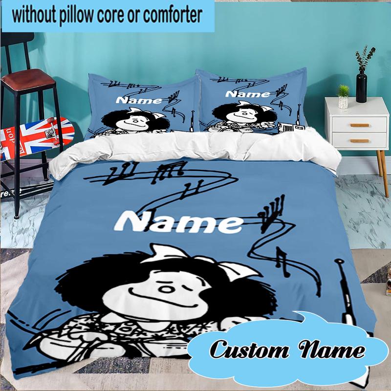 Custom Name Mafalda's Portrait Bedding Set 3pcs, Bedding Set Including 1pc Duvet Cover And 2pcs Pillowcases for Bedroom, Dormitory Gift