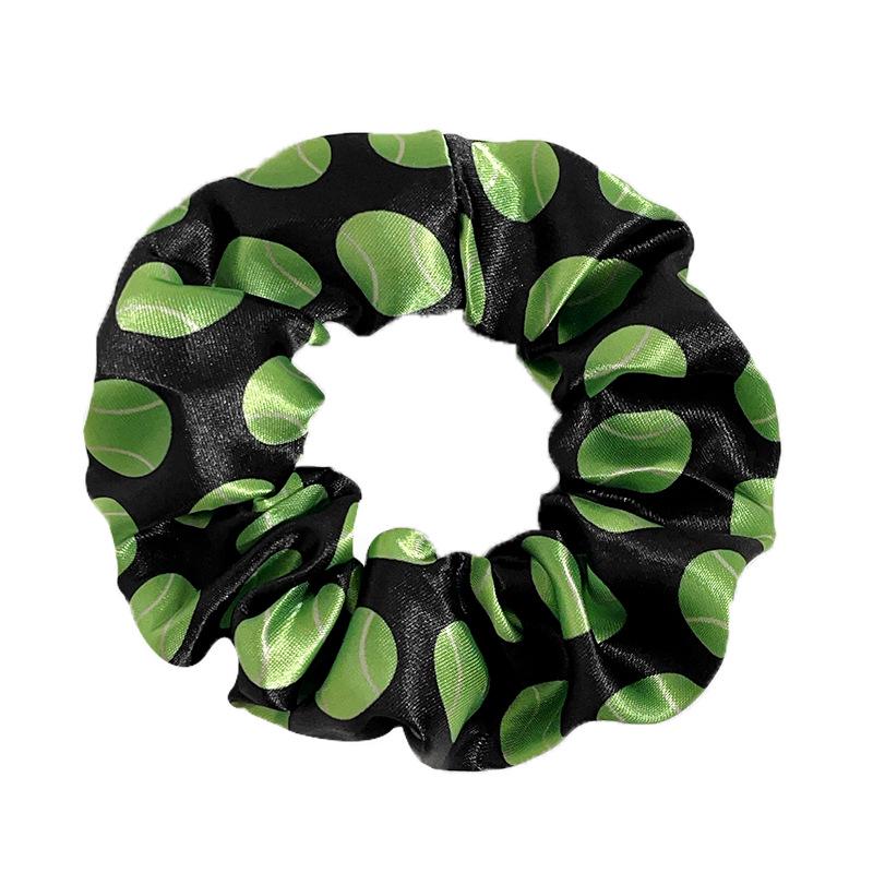 European Cross-Color Satin Sports Print Hair Tie