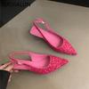 Móda SUOJIALUN 2024 Jaro Nové Dámské Sandály Módní Bling Korálky Dámské Elegantní Boty Slingback Špičatá Špička Nazouvací Muly Lodičky Boty