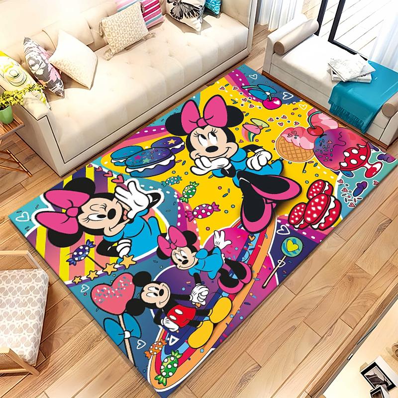 Cartoon Mickey Minnie Mouse Donald Duck Living Room Non-Slip Area Rug Soft Carpet for Bedroom Playroom Sofa,Home Decor Doormat