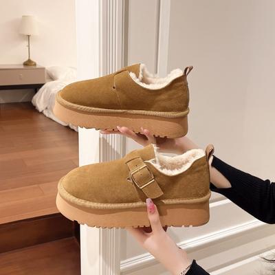 Damen neue Winter Samt Thermo Baumwollschuhe mit dicker Sohle lässige Schneestiefel ein Pedal Doudou Schuhe