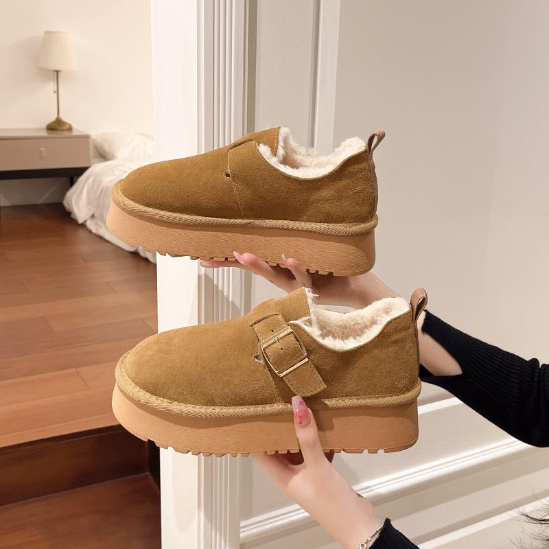 Damen neue Winter Samt Thermo Baumwollschuhe mit dicker Sohle lässige Schneestiefel ein Pedal Doudou Schuhe