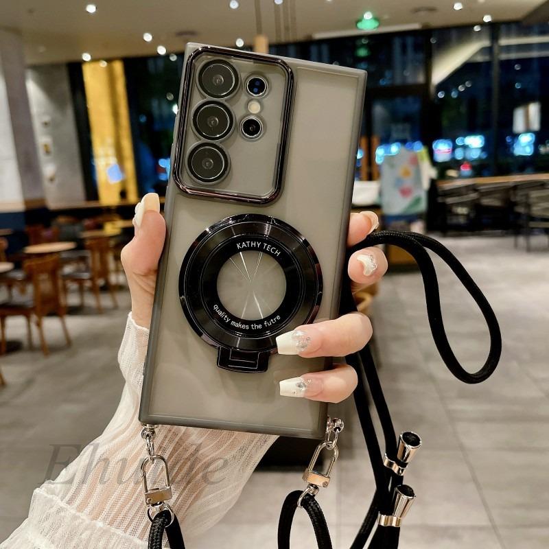 

Crossbody Strap Case For Samsung Galaxy A55 A35 A15 A54 A34 A24 A14 A56 A25 A16 Lanyard Magnetic Stand Ring Holder Soft Cover Galaxy S24&Case & Strap