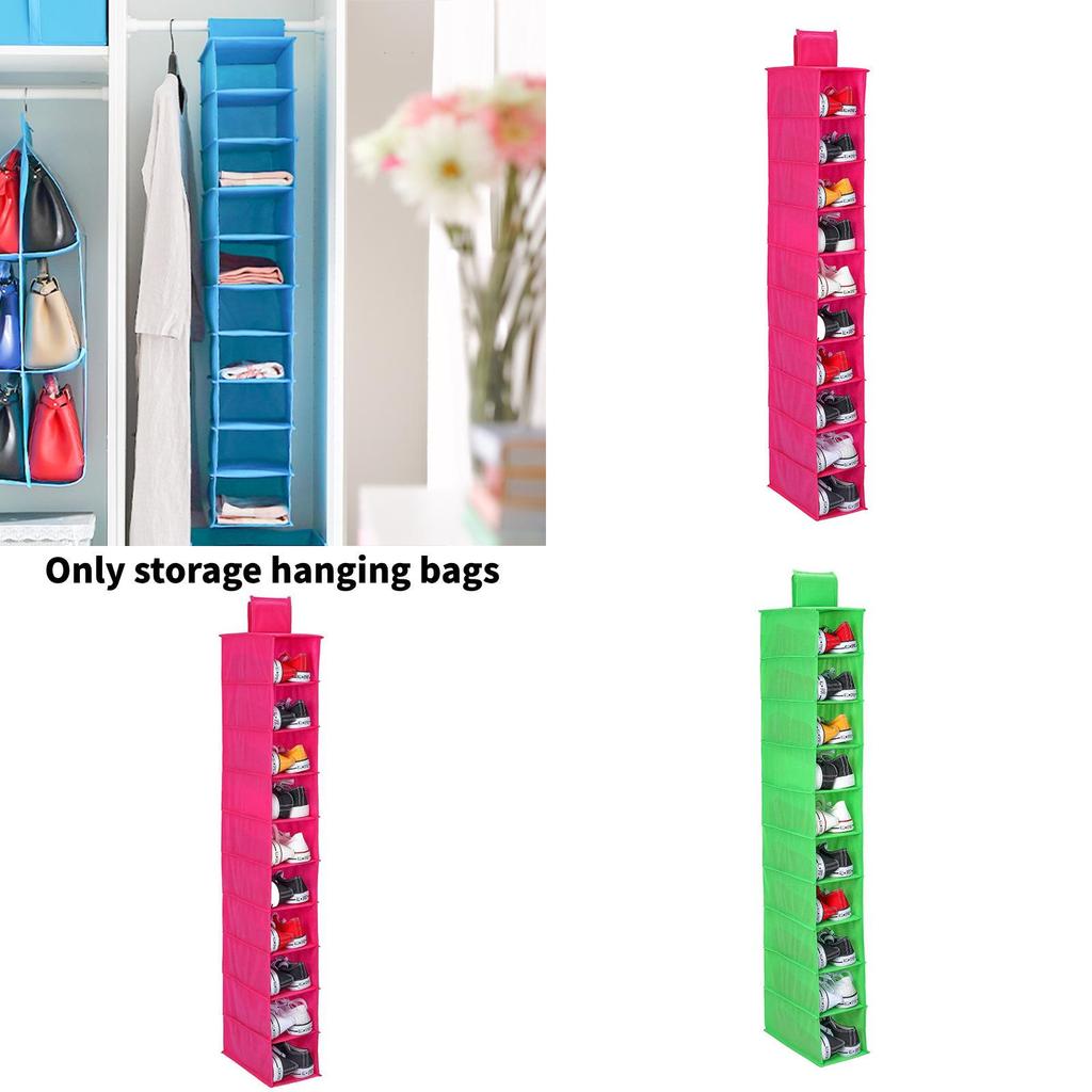 Crafted Nonwoven Fabric Storage Organizer With Ten Compartments For Wardrobe Use
