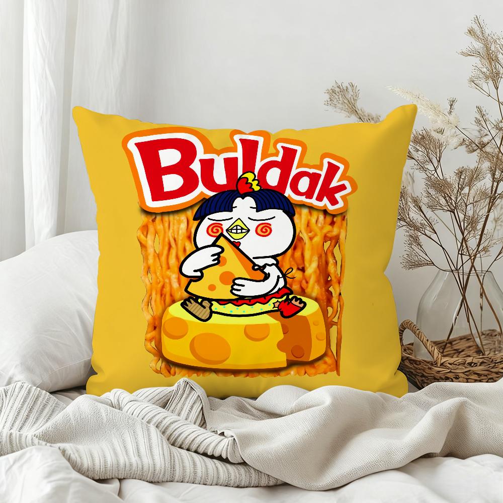 KKwaii Cartoon BBuldak RRamenS Pillow Case Bedroom Sofa Living Room Backrest Decoration Square Cushion Nap Time