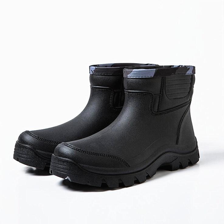 Rain Boots Waterproof Spring Winter Shoes Men Rain Boy's Water Rubber Black Ankle Boots Slip-on Botas