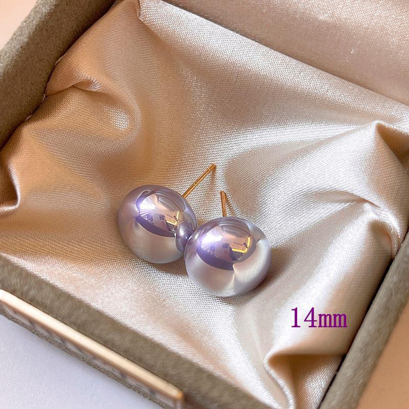 Coupled Purple Flat Steamed Buns Aurora Pearl Stud Earrings Femininity Fashion Commuter Earrings Ear Holes