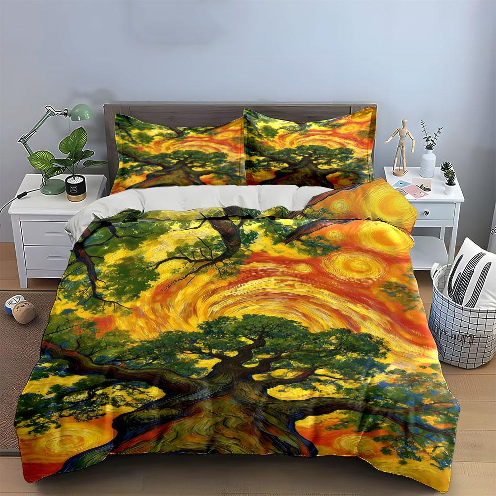 Swirling sun, vivid tree. Bedding sets Duvet cover sets Duvet covers Pillowcases(1* Duvet Cover 2* Pillowcases without duvet insert)