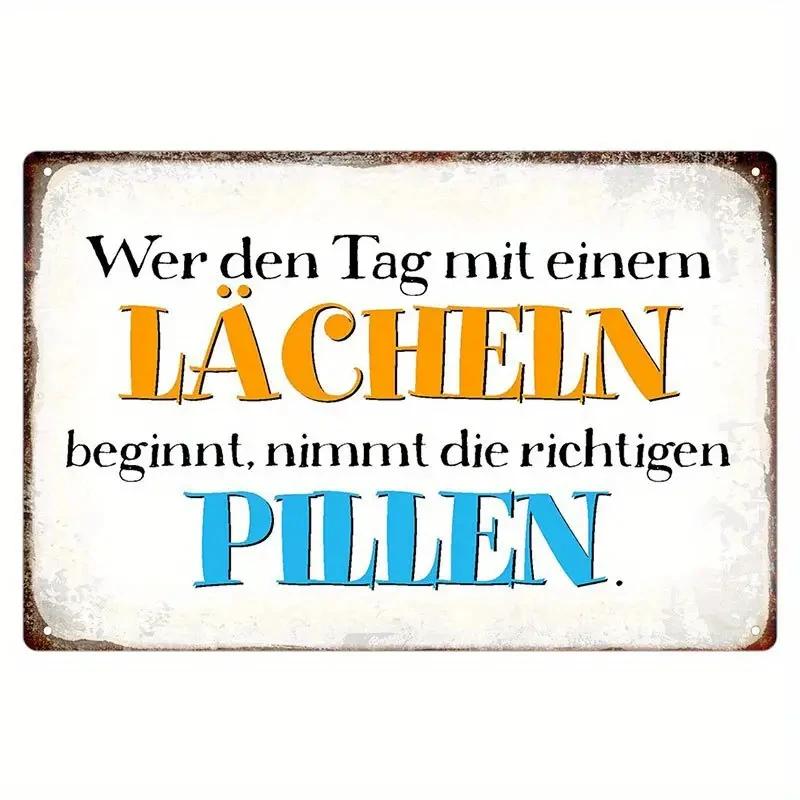 Tyska Humoristiska Fraser Roliga Uttryck Vintage Skylt Retro Metallskylt För Hem Rum Lägenhet Kontor Bar, Kafé, Studierum Väggdekor