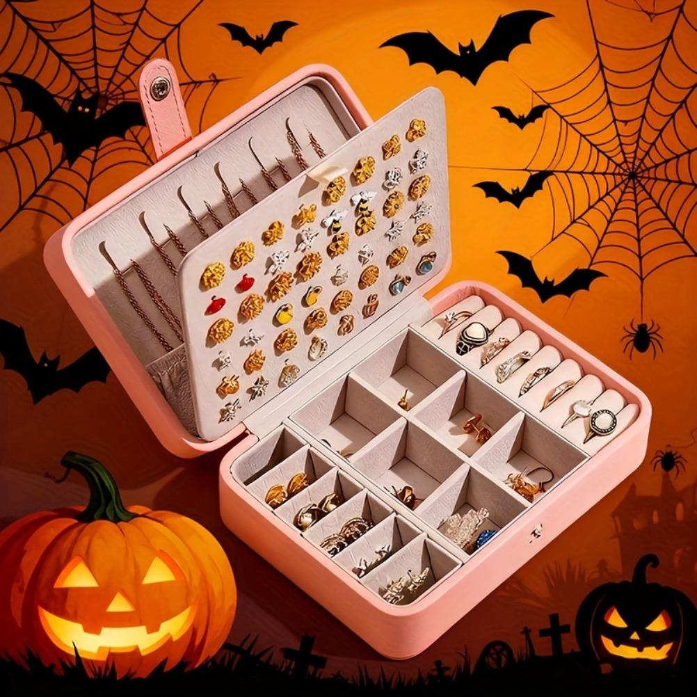 Large Capacity Travel Jewelry Storage Box Double Layered Buttoned Jewelry Organizer Portable Jewelry Storage Box Home Decoration