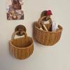 Retro Wall-Mounted Imitation Rattan Basket - Handheld Fruit & Vegetable Storage