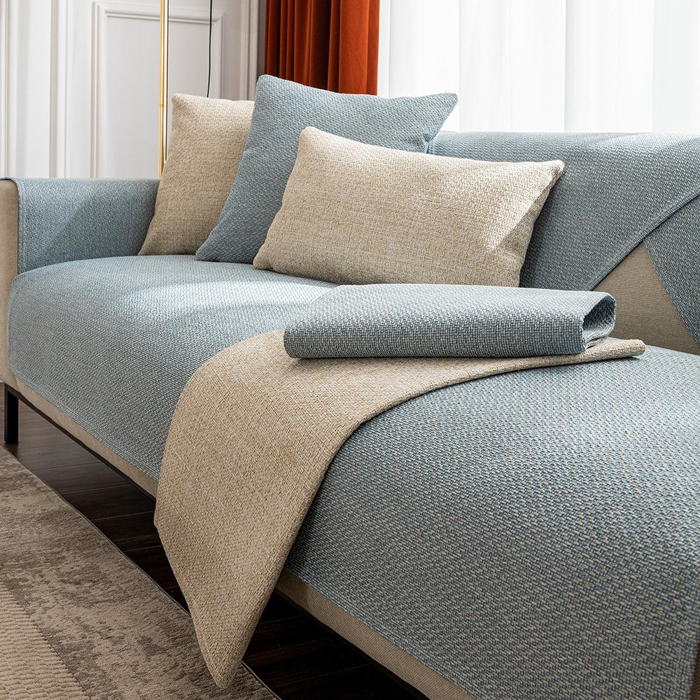 Leinen Einfarbig Rutschfest Imitation Altes Grobes Tuch Sofakissen Vier Jahreszeiten Universal Feuchtigkeitsaufnahme Atmungsaktiv Sofabezug Handtuch