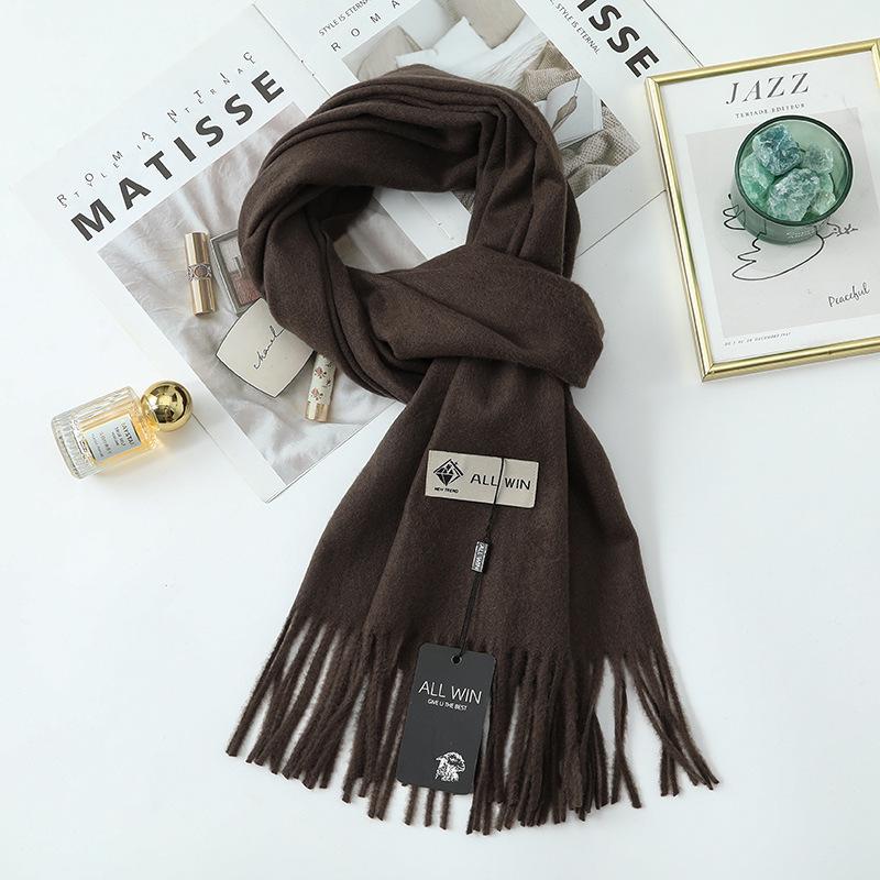 High-End Women's Wool Scarf - Cashmere Feel, Solid Color, Autumn/Winter, Unisex Versatile Shawl