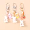 Cute Animal Plush Rabbit Keychain Nursing Bottle Key Ring Pendants for Women Girls Handbag Decor DIY Kid's Jewelry Gift