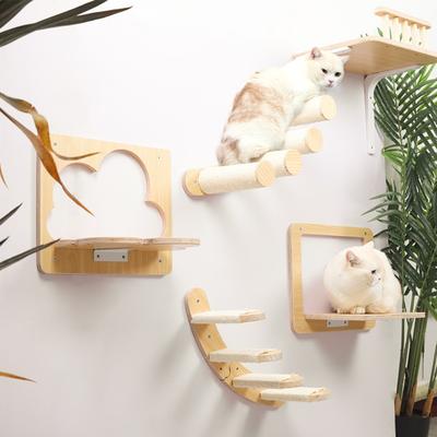 Solid Wood Hanging Hammock for Cats Stable and Steady Wall Mounted Cat Jumping Platform Scratch-resistant Pet Products