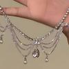 Sparkling Rhinestone Choker, Faux Diamond Drop Pendant Necklace, Multi-Layered Rhinestone Chain Choker with Faux Pearl Charms for Women Cocktail