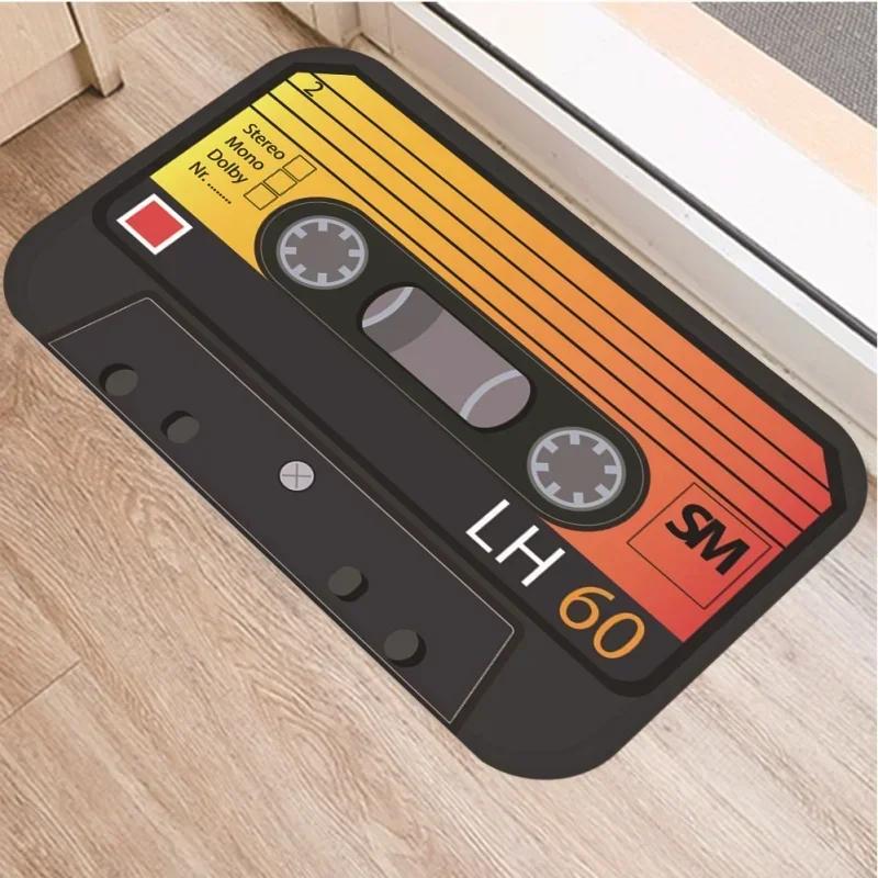

Retro Brand Cassette Tape Door Mat Non-slip Washable Floor Mat for Entryway Living Room Home Decor 80s Vintage Mixtape Mat 40cm x 60cm