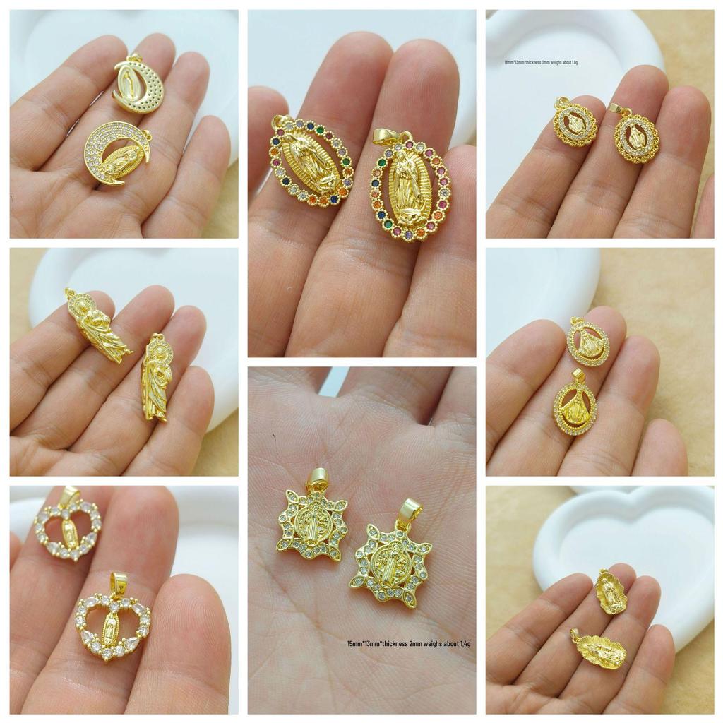 Gold-Plated Virgin Mary Pendant Necklace - Handmade Heart Design