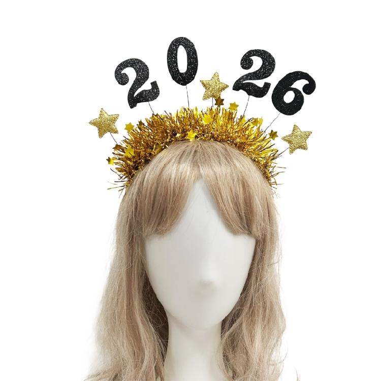 2026 Glitzernder Stern Haarschmuck Leichte Lametta Stirnbänder Haardekorationen für Weihnachten Neujahrsfeiern