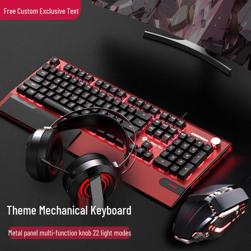 Langtu K1000 Wired Mechanical Keyboard & Mouse Set with Blue/Black Switches - Gaming Esports Laptop Keyboard