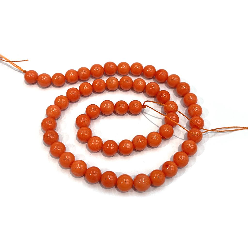 1 Strand Orange Coral Smooth Round Beads 7.5-8mm, Synthetic Stone Beads for Handmade Jewelry Makers, Bracelet Necklace Craft Supplies