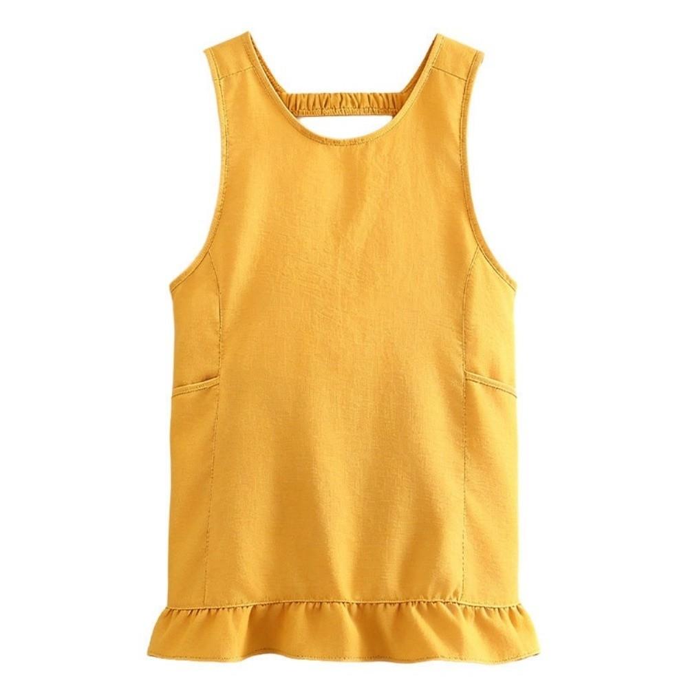 Widened Shoulder Straps Cotton-Linen Apron Stain-Resistant Kitchen Work Apron Gardening Use