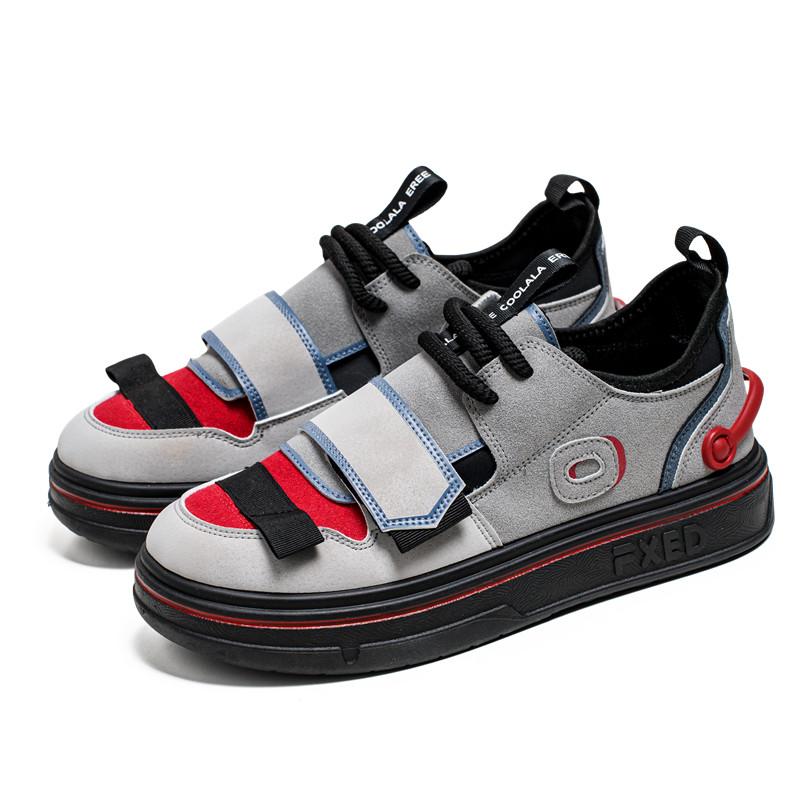 Fashion Hook Loop Men's Gray Sneakers Platform Casual Men Sneakers Comfortable Low-Cut Skateboard Shoes Men zapatillas de hombre