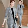 Ensemble Costume d'Affaires à Carreaux pour Femme
