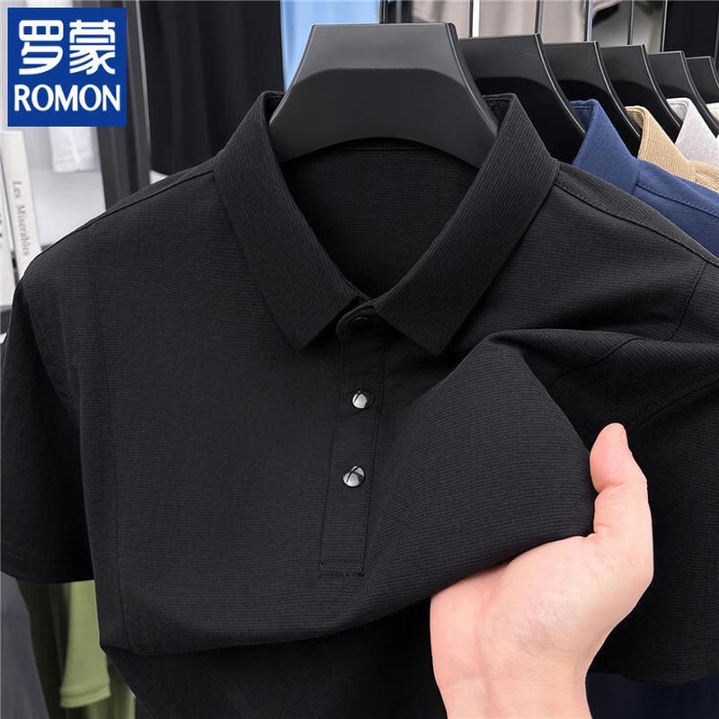 ROMON Men's Premium Linen-Cotton Blend Short Sleeve Polo Shirt