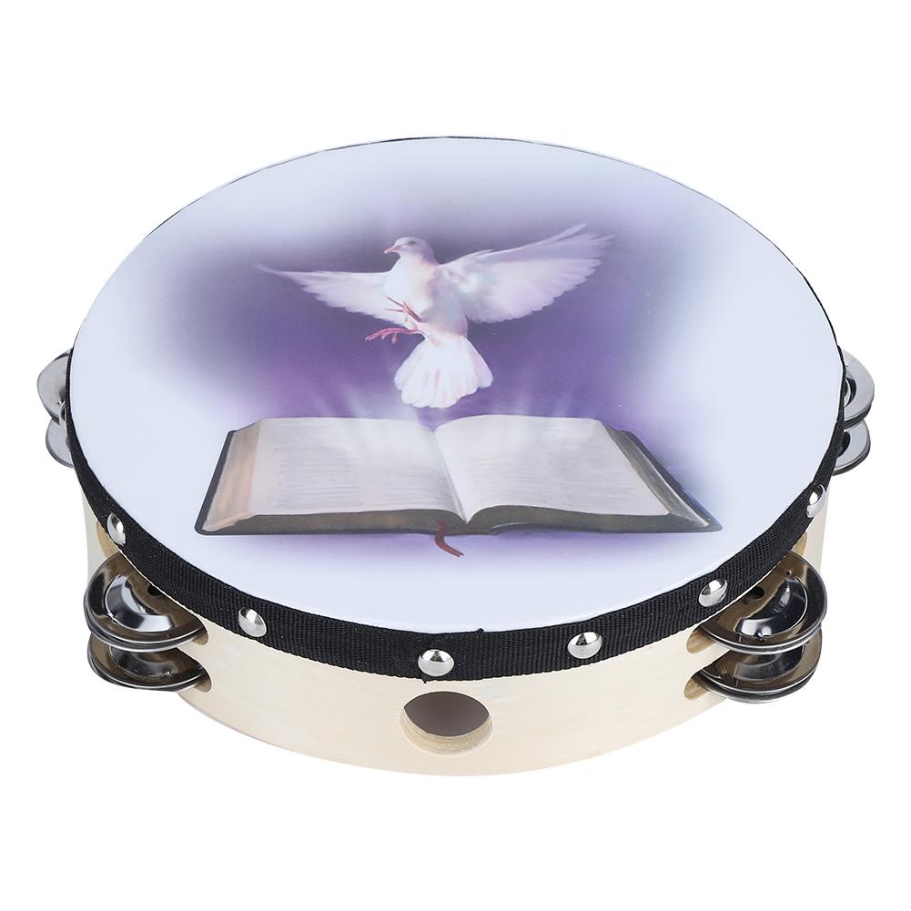 Tambourine Double Row Metal Jingle Handheld Percussion for Church Party20cm