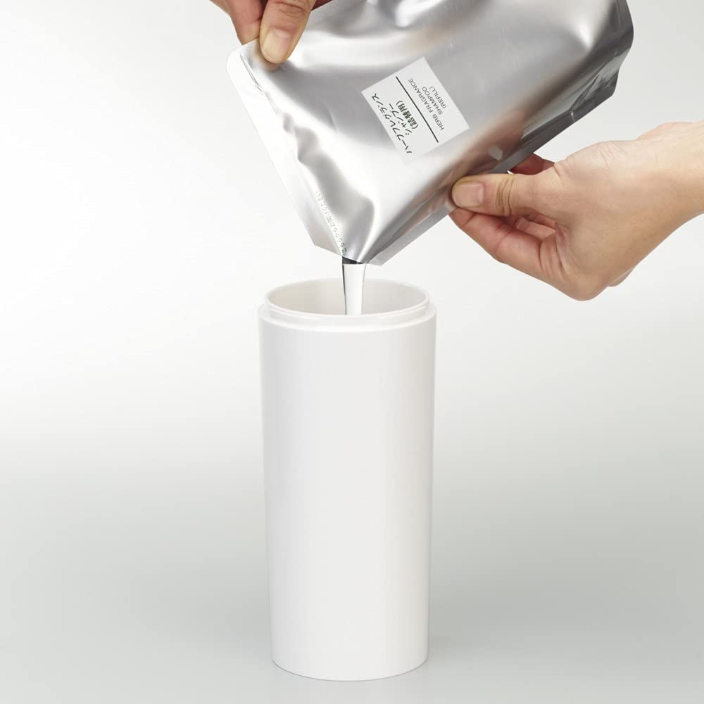 Yamazaki Industry Dispenser Set Round Shampoo Conditioner Body Soap Refill Bottle White 2928 2930 2932 Capacity 500ml (YAMAZAKI) 3-Piece