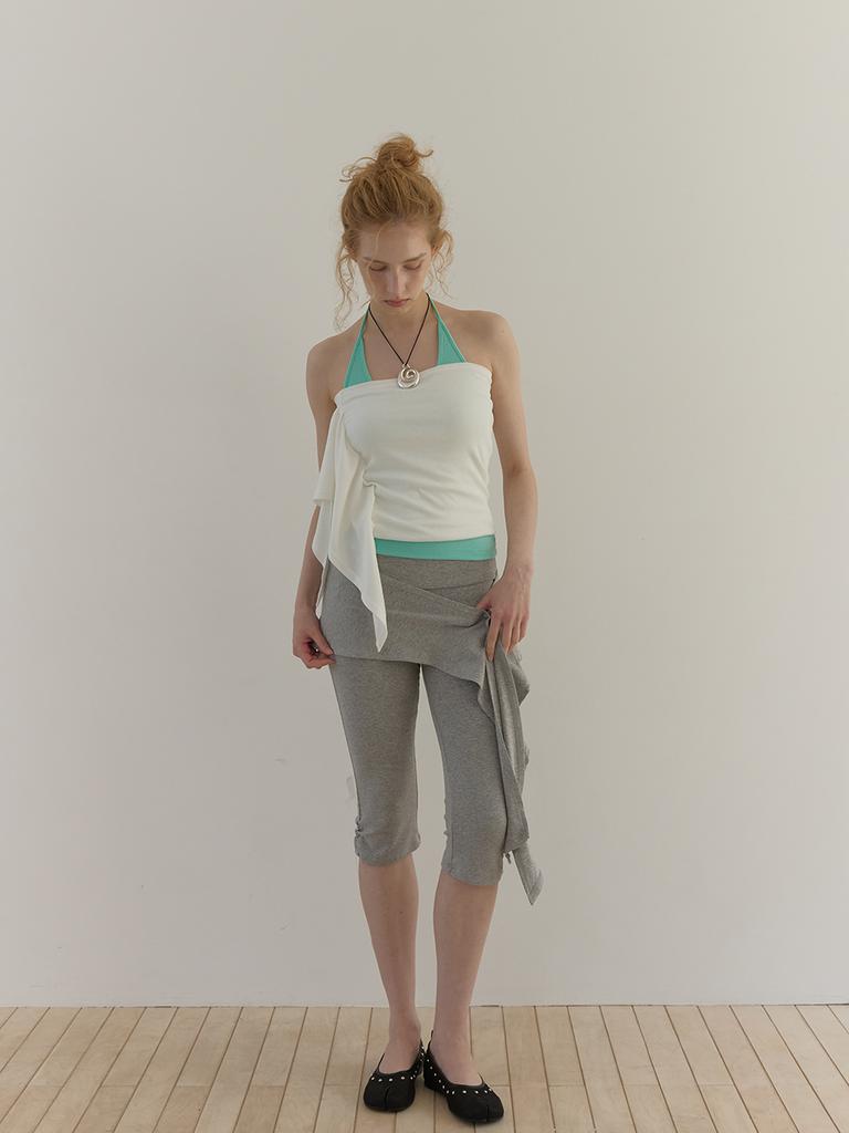 Asula Scarf Layered Capri Pants (Melange Gray)