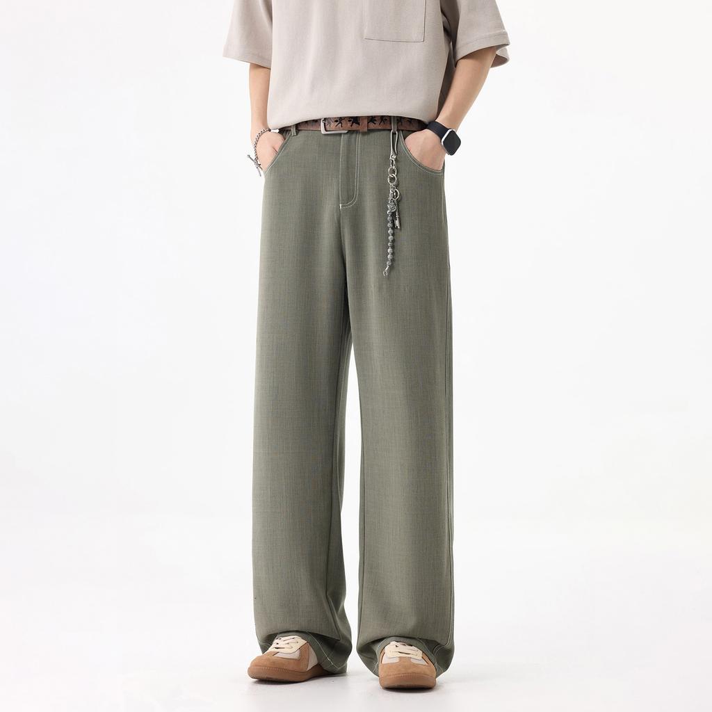 New Summer Trend Wide-leg Casual Pants Men's Design Sense Loose Commuter Straight Pants Men's Cotton