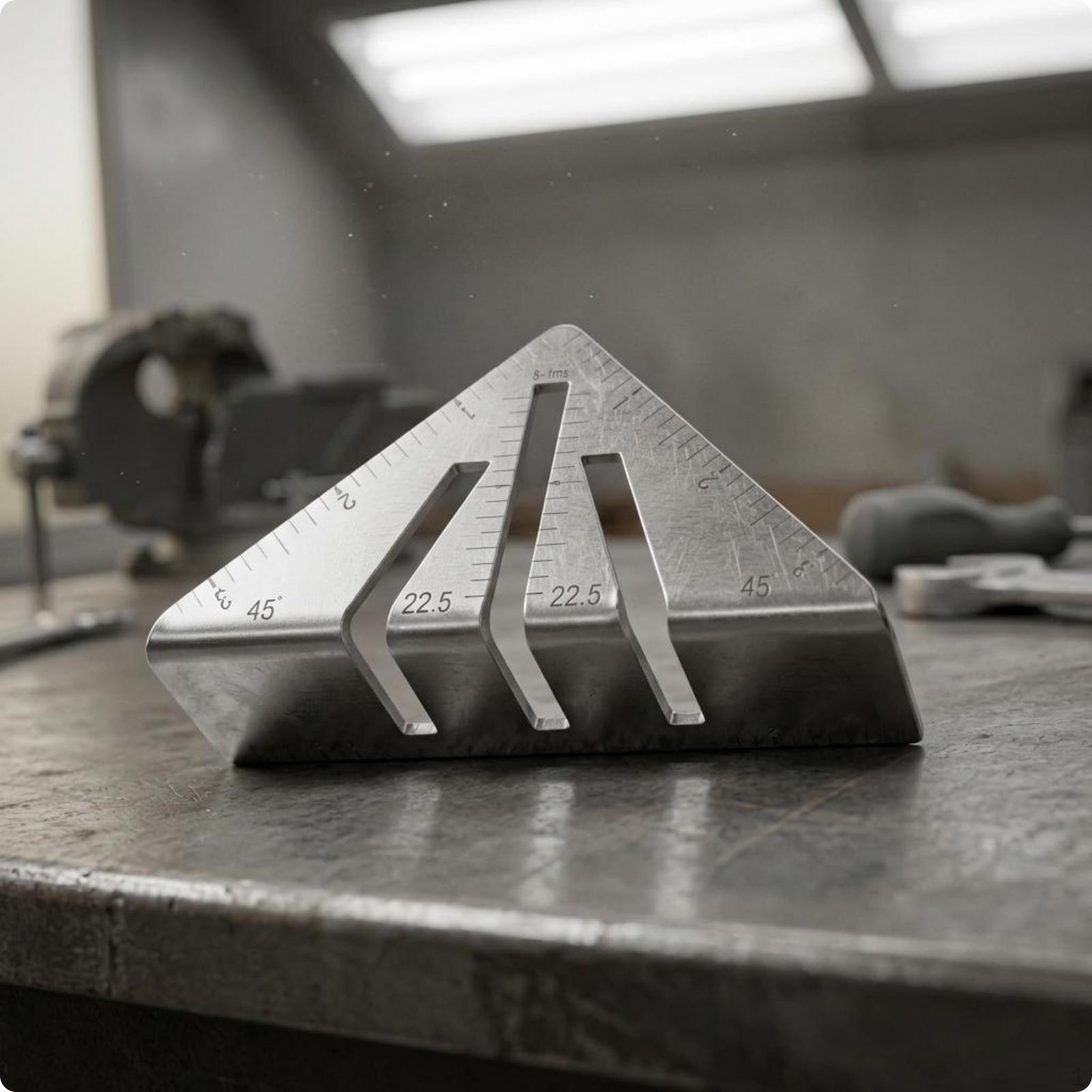 Triangular Miter Square Engraved Markings HeavyDuty Triangle Ruler for Metalworkers, 5 Inch