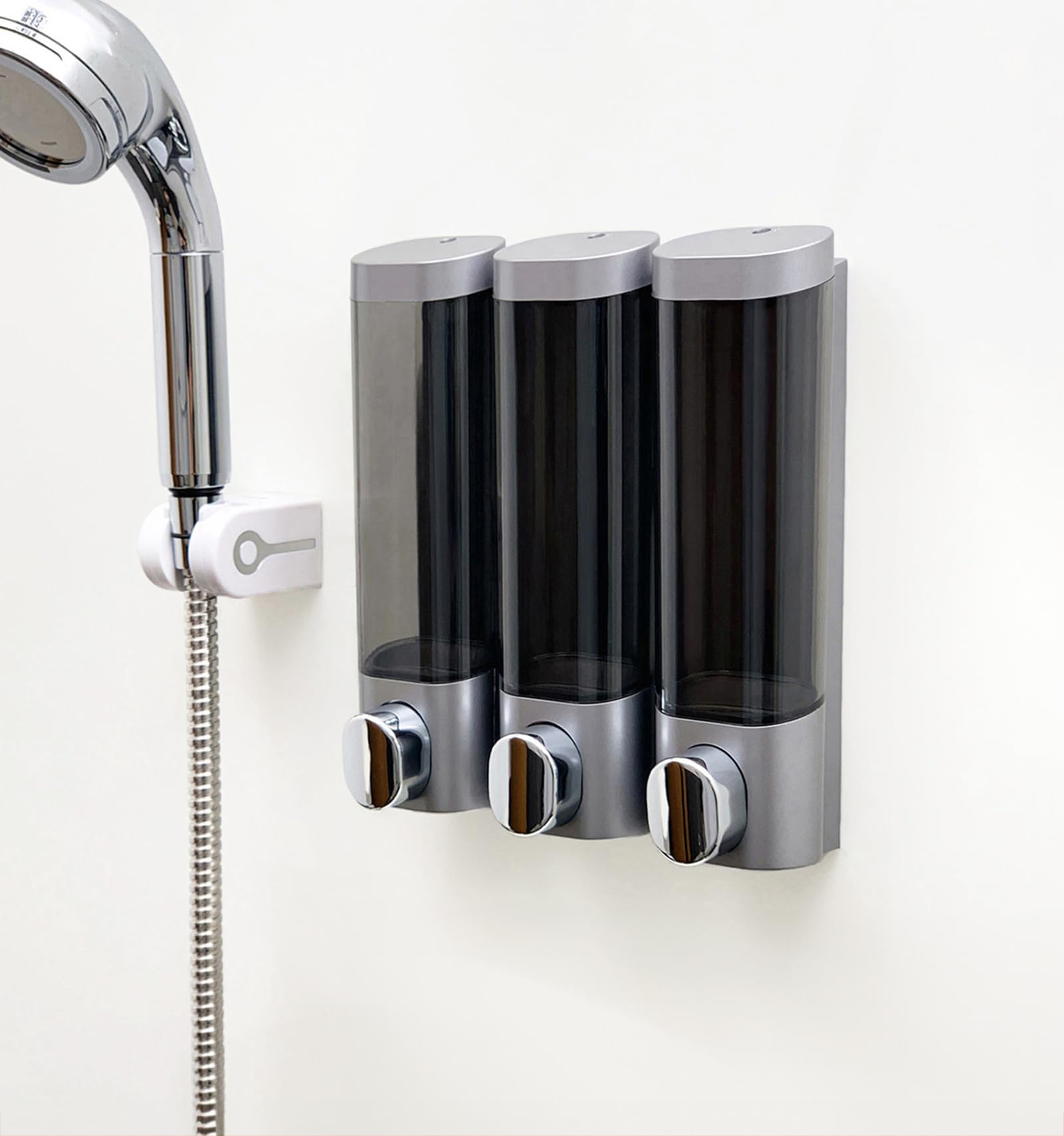 

[Compatible with all walls] RANKADO Shampoo Dispenser Wall Mount Magnetic Shampoo Bottle Bathroom Soap Dispenser with Strong Adhesive Double-Sided Tap
