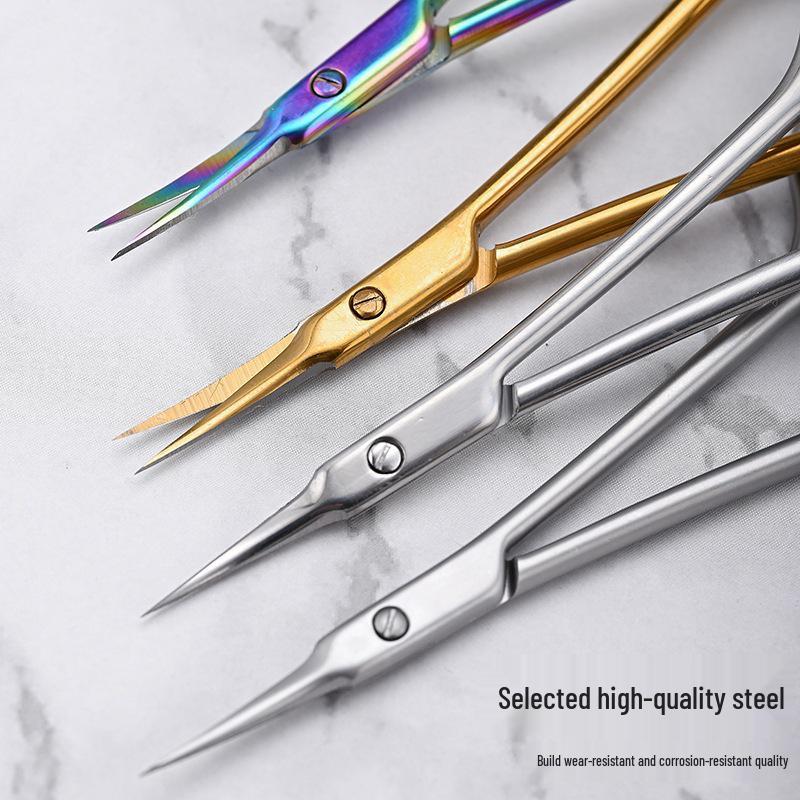 Xi Rong Ultra-Sharp Bent Tip Eyebrow & Cuticle Scissors - Stainless Steel Nail Art & Makeup Tool