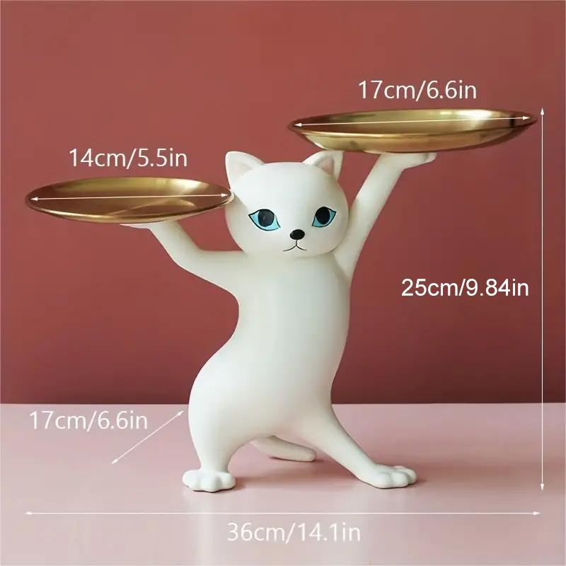 Кошка Хранение Поднос для хранения Смола Статуэтка кошки Фигурка Конфеты Ювелирные изделия Серьги Кольца Ключница Поднос Чаша Дом Стол Гостиная Декор
