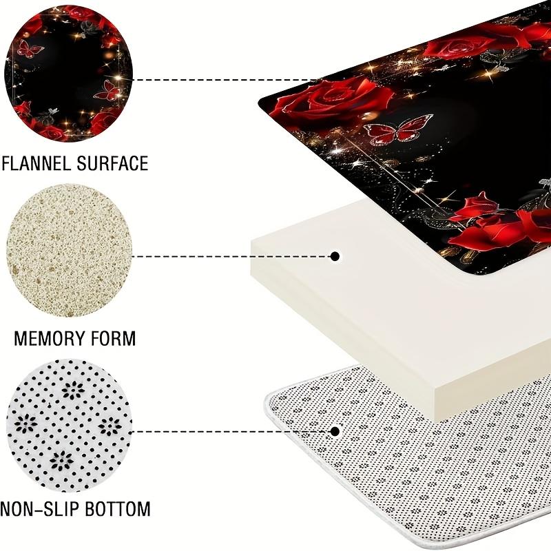 4Pcs Bathroom Shower Curtain Set Rose Butterfly Flower Bathroom Curtain With 12 Hooks Non Slip Rugs Toilet Cover Mat Bathroom Partition