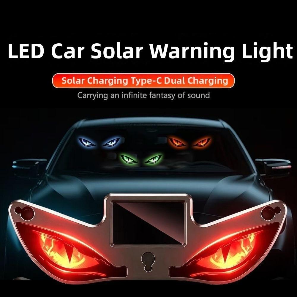 Solar Car Warning Light Suction Cup Evil Eye Light New Vehicle Safety Light