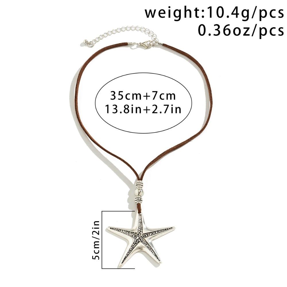 Simple Personality Starfish Conch Ocean Pendant Suede Rope Chain Necklace for Women Summer Beach Retro Bohemia Jewelry Gift