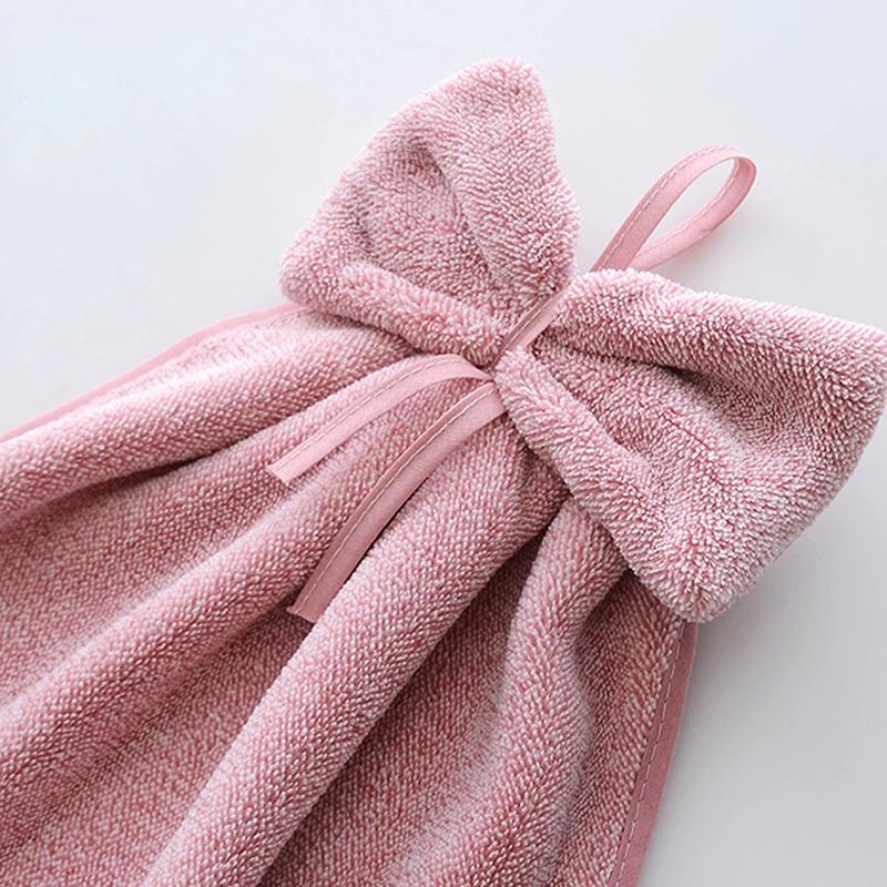 Mutfak Banyo İçin Fiyonklu El Havluları Mercan Kadife Mikrofiber Yumuşak Hızlı Kuruyan Emici Temizlik Bezleri Ev Sauna Havlu