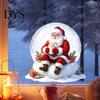 Christmas Atmosphere Decor Window Clings Decoration, Cartoon Santa Claus Sticker with Crystal Ball, Indoor Outdoor Ornaments Hot Cocoa, Reusable