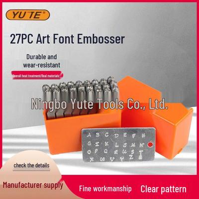 27-Piece Art Font Steel Stamp Set for DIY Leather & Jewelry Crafting