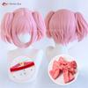 Anime Madoka Kaname Cosplay Wig Light Pink Double Ponytail Clip Wig Heat Resistant Synthetic Hair Halloween Party Wigs + Wig Cap