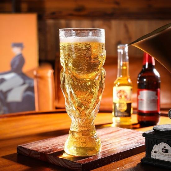 2Pcs Soccer Beer Glass, Large Capacity, Trophy Shaped Pint Mug, Classic Replica Beer Stein for Pub Home Bar Party, Sports Fan Gift
